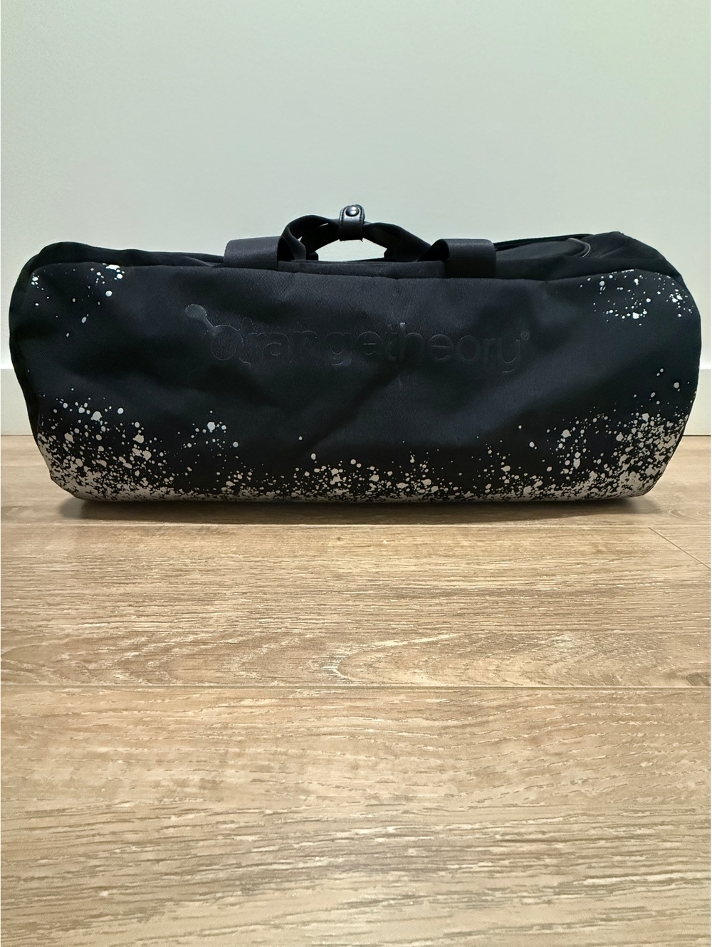 Limited Edition OrangeTheory Black Canvas Duffle Bag with White Splatter Design